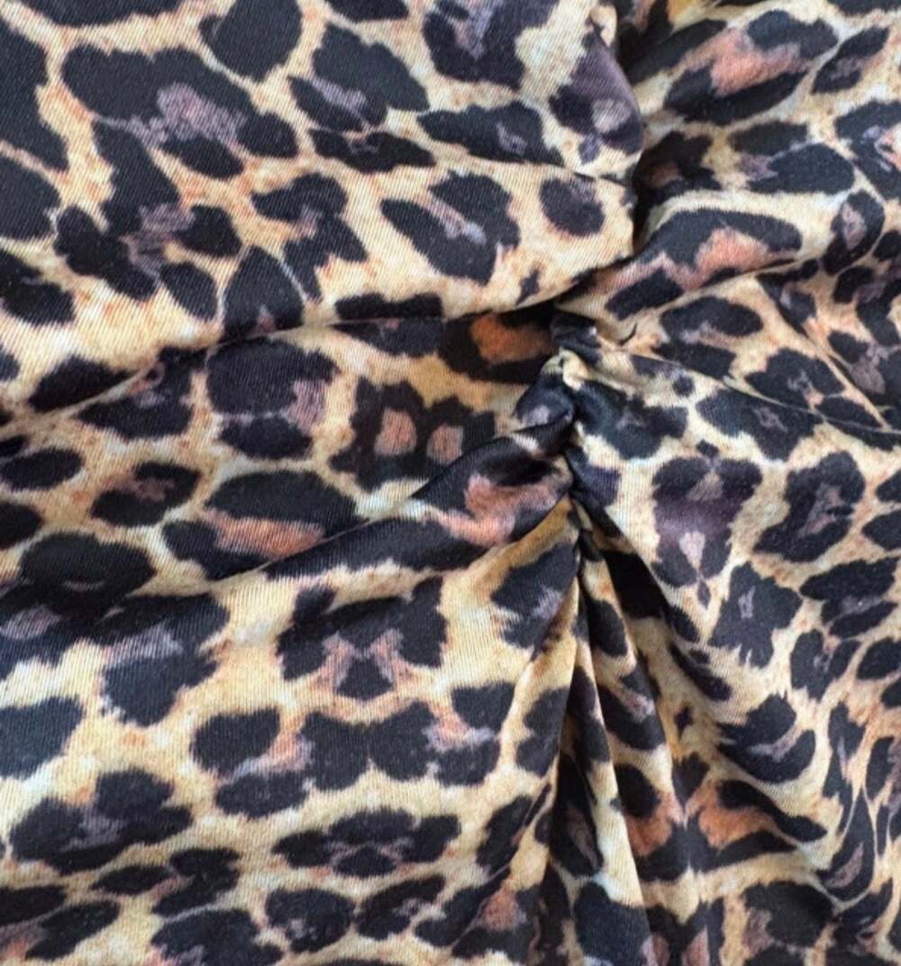 Leopard Print Ruched Butt High-Waisted Mesh Spliced Yoga Leggings - Picture 5 of 5